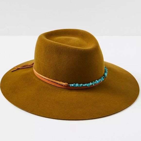 New Free People Montana Turquoise Wrap Felt Hat M - Picture 9 of 11